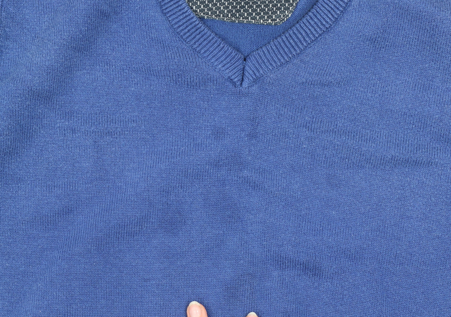 DG's Drifter Men Blue L V-Neck Cotton Acrylic Pullover Jumper