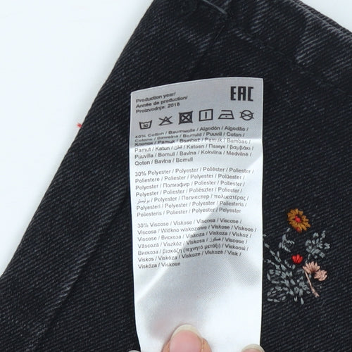 Vila Women's Black Embroidered Denim Pencil Skirt Size S