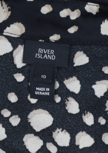 River Island Women’s Black Animal Print Wrap Dress Size 10