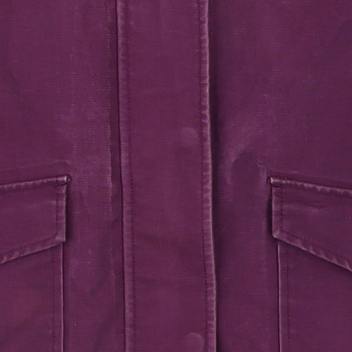Joules Women's Purple Hooded Parka Coat Size 8 Waterproof Cotton