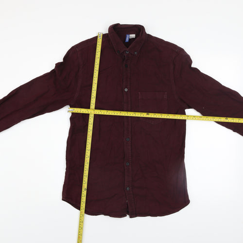 H&M Divided Men's Burgundy Long Sleeve Button-Up Casual Shirt Size S