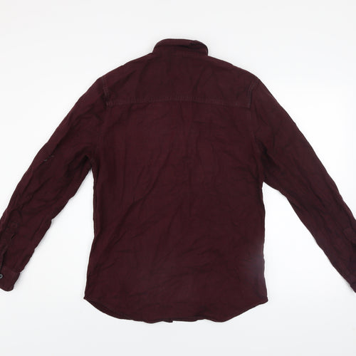 H&M Divided Men's Burgundy Long Sleeve Button-Up Casual Shirt Size S