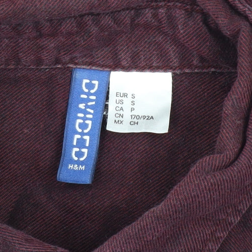 H&M Divided Men's Burgundy Long Sleeve Button-Up Casual Shirt Size S