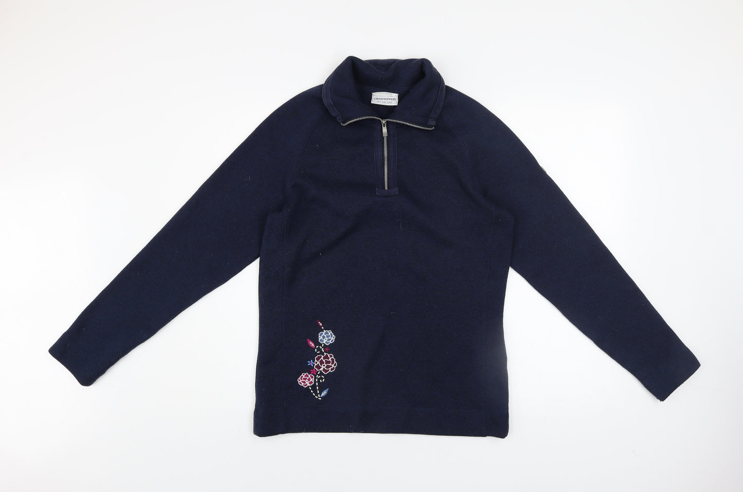 Craghoppers Womens Navy Blue 1/2 Zip Pullover Sweatshirt UK 12 Embroidered