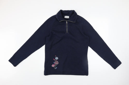 Craghoppers Womens Navy Blue 1/2 Zip Pullover Sweatshirt UK 12 Embroidered