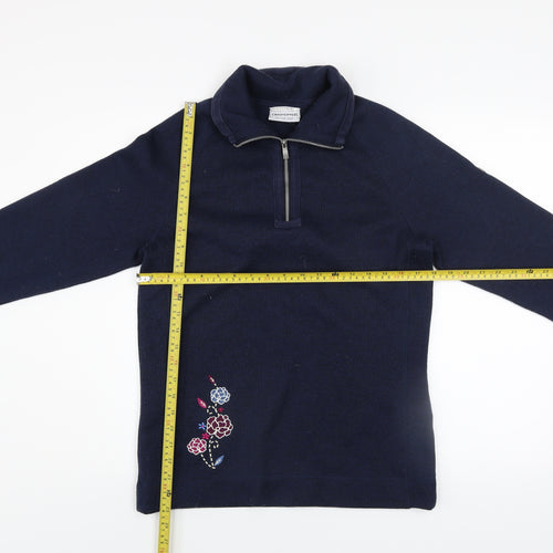 Craghoppers Womens Navy Blue 1/2 Zip Pullover Sweatshirt UK 12 Embroidered