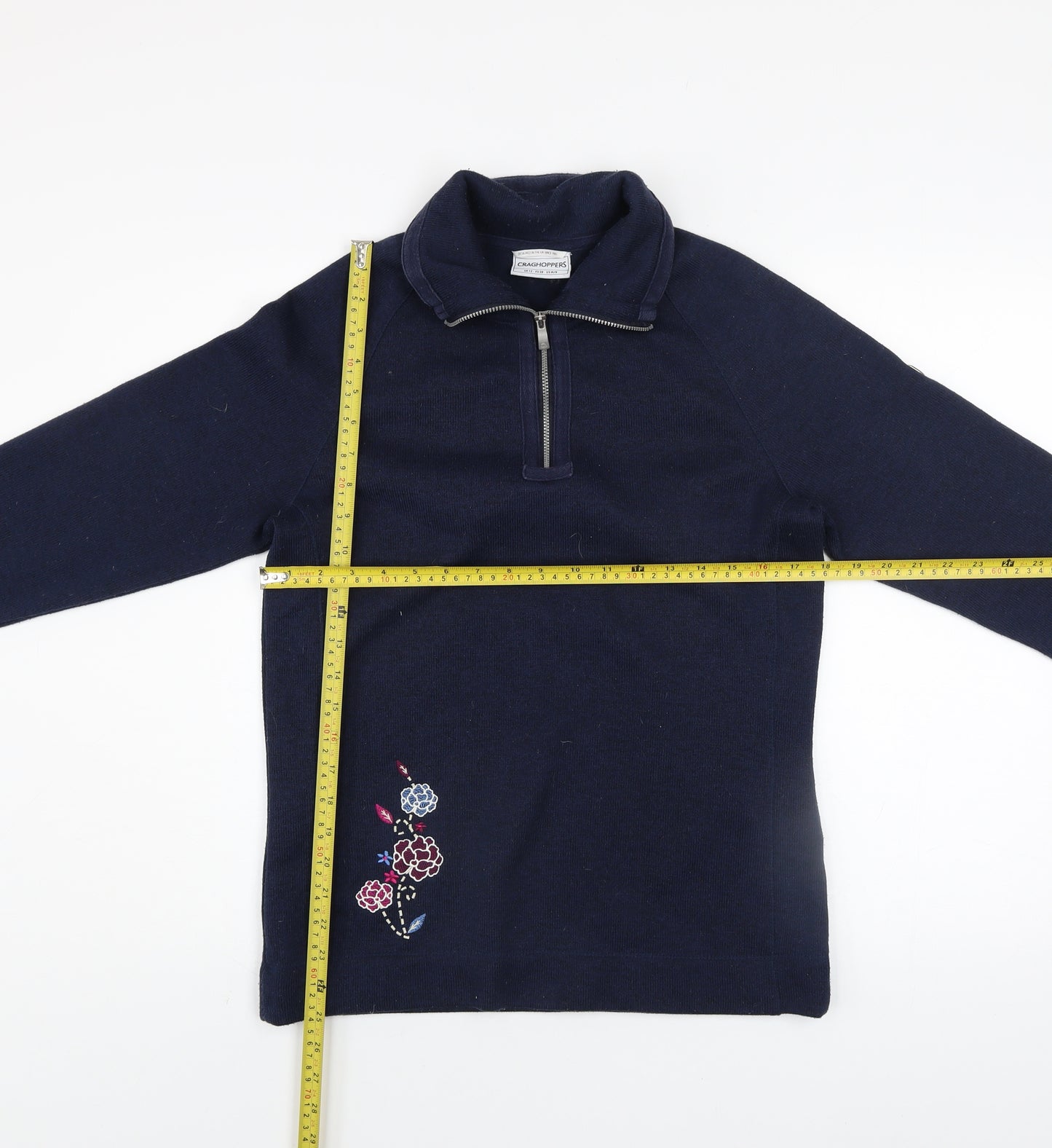 Craghoppers Womens Navy Blue 1/2 Zip Pullover Sweatshirt UK 12 Embroidered