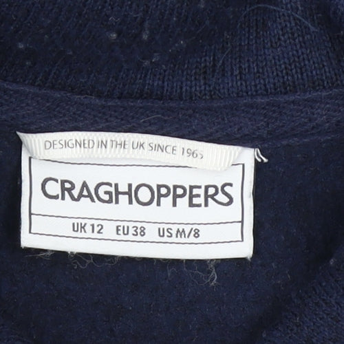 Craghoppers Womens Navy Blue 1/2 Zip Pullover Sweatshirt UK 12 Embroidered
