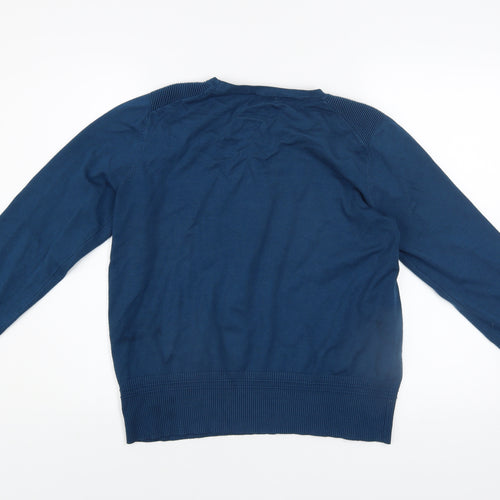Principles Women Blue Crew Neck Button Detail Jumper Size 18