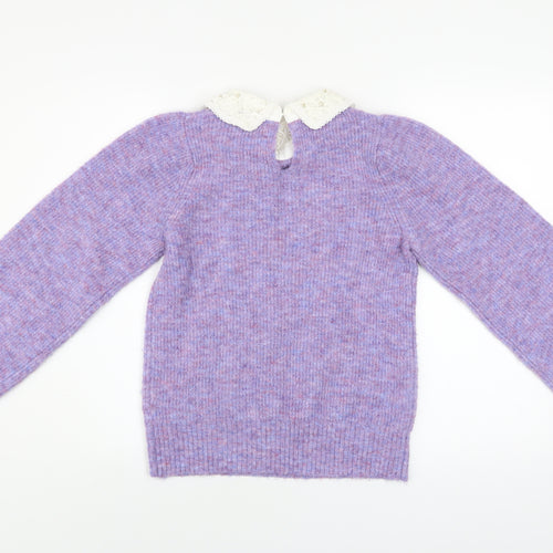 River Island Women's Purple Collar Beaded Knit Jumper Size 10