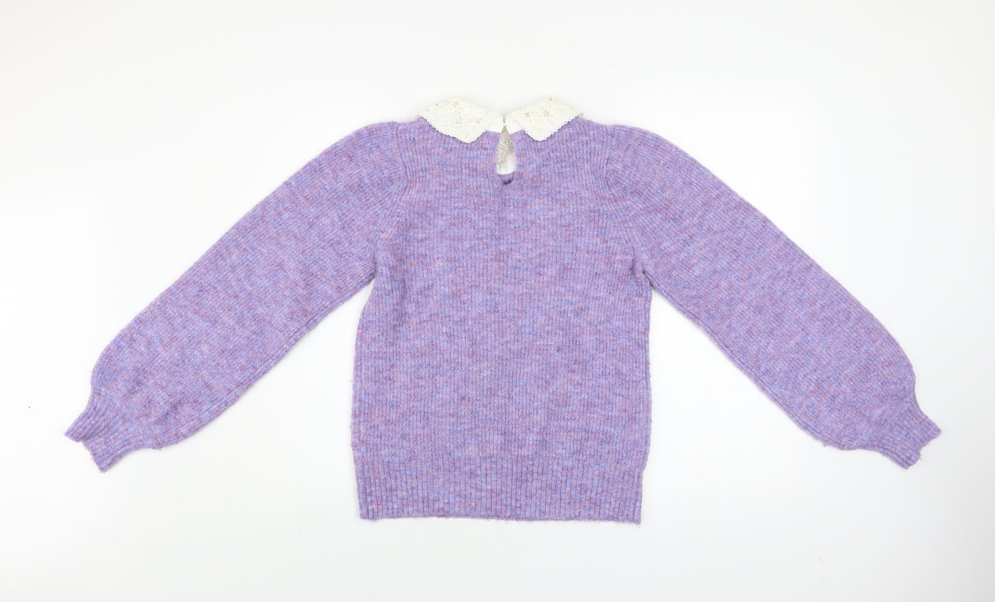 River Island Women's Purple Collar Beaded Knit Jumper Size 10