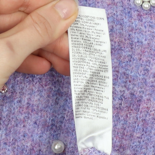 River Island Women's Purple Collar Beaded Knit Jumper Size 10