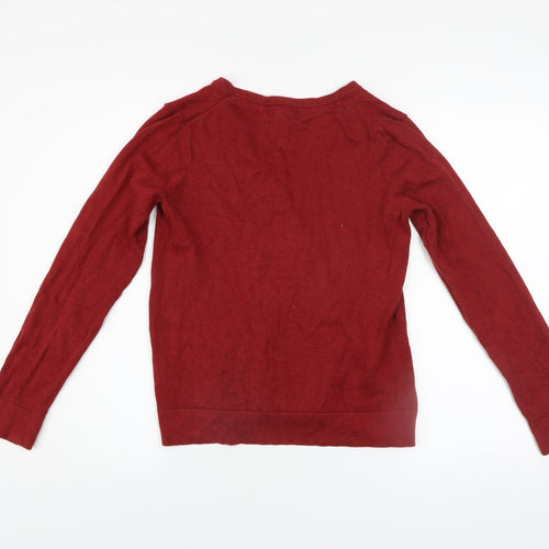 Thought Women Red Cotton V-Neck Cardigan Size 10