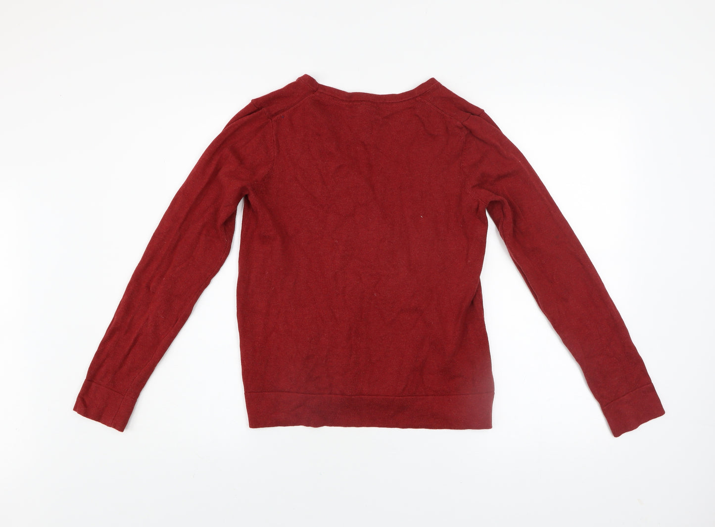 Thought Women Red Cotton V-Neck Cardigan Size 10