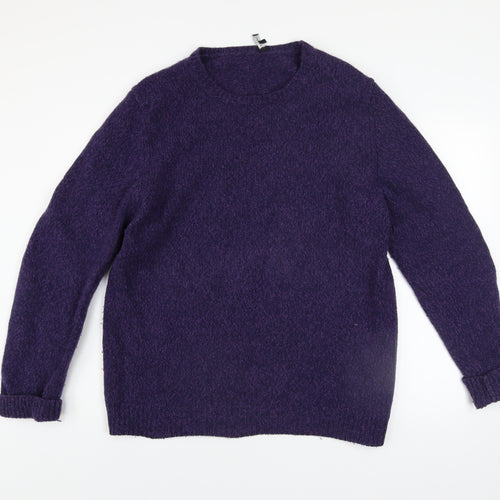 Jaeger Men's Purple Wool Blend Crew Neck Jumper L