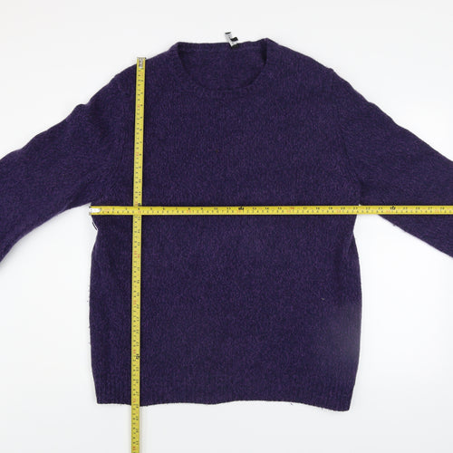 Jaeger Men's Purple Wool Blend Crew Neck Jumper L