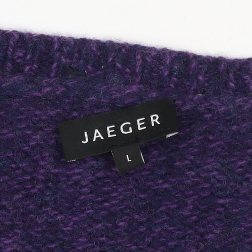 Jaeger Men's Purple Wool Blend Crew Neck Jumper L