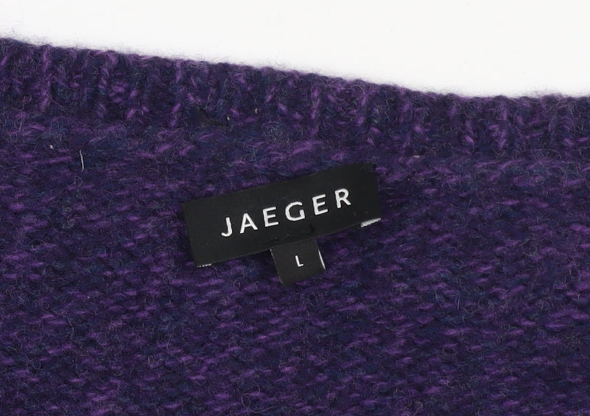 Jaeger Men's Purple Wool Blend Crew Neck Jumper L