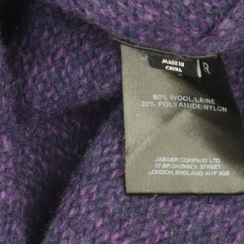 Jaeger Men's Purple Wool Blend Crew Neck Jumper L