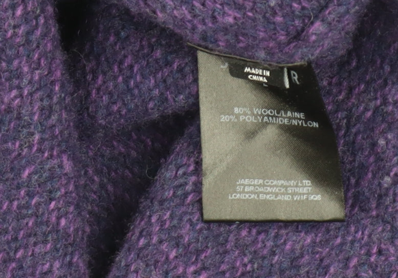 Jaeger Men's Purple Wool Blend Crew Neck Jumper L