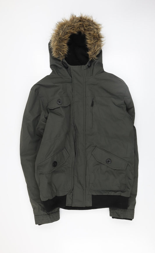 Industrialize Men's Green XL Faux Fur Hooded Puffer Jacket