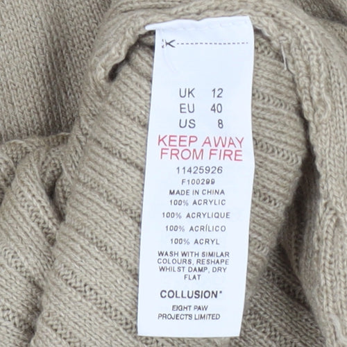 Collusion Women’s Beige Knit Ruffle Pencil Skirt Size 12