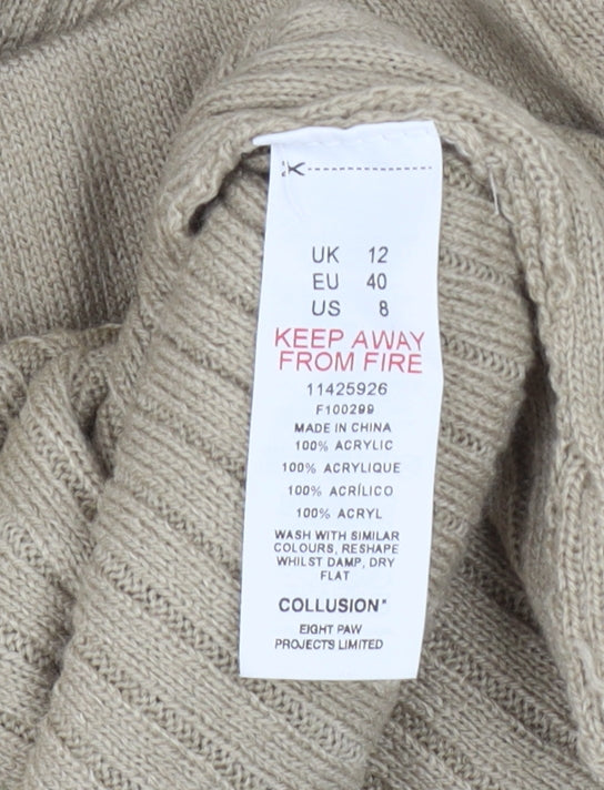 Collusion Women’s Beige Knit Ruffle Pencil Skirt Size 12