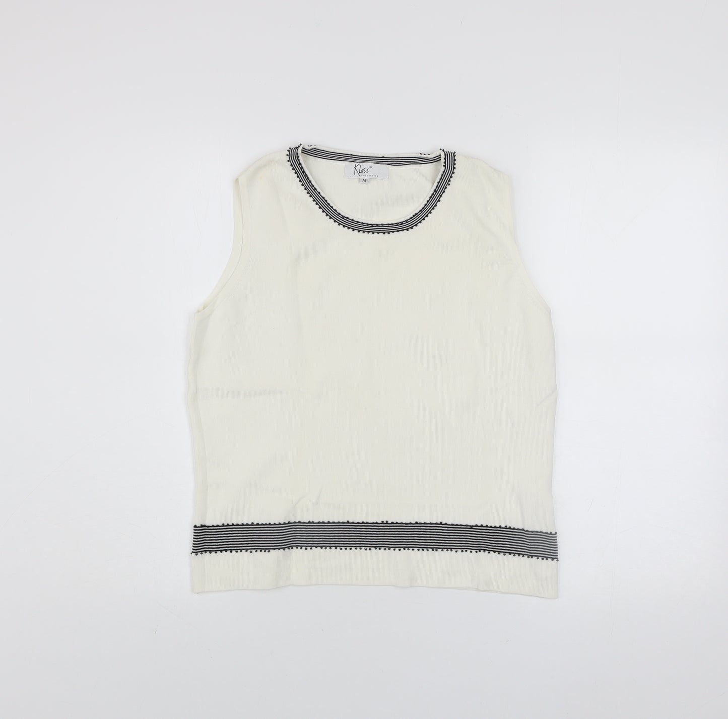 Klass Collection Women's Ivory Beaded Knit Tank Top M