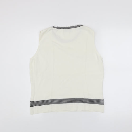 Klass Collection Women's Ivory Beaded Knit Tank Top M