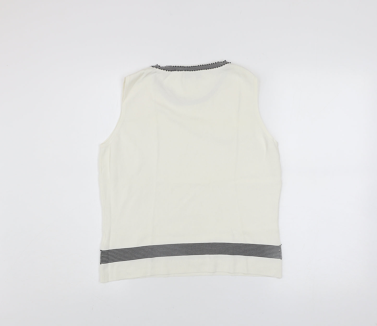 Klass Collection Women's Ivory Beaded Knit Tank Top M