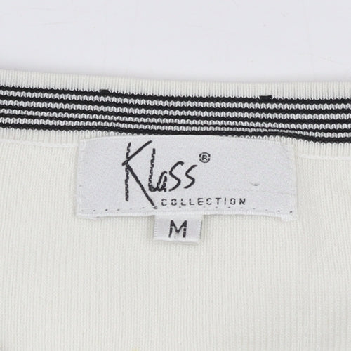 Klass Collection Women's Ivory Beaded Knit Tank Top M