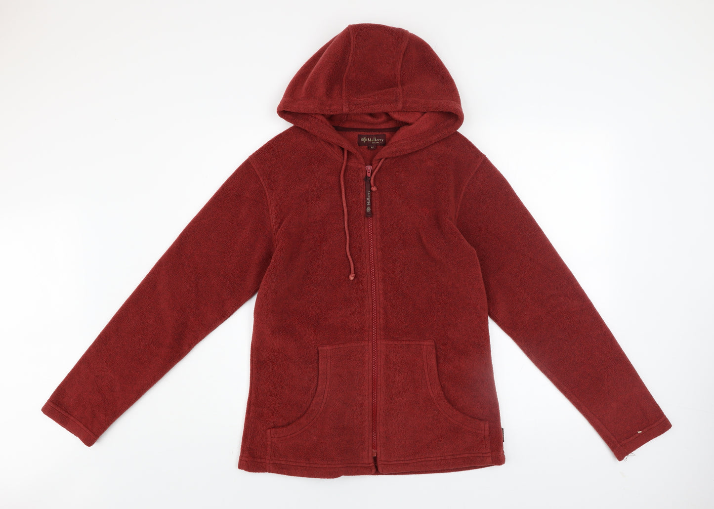 Mulberry Men's Red Wool Hooded Zip Jacket Size M