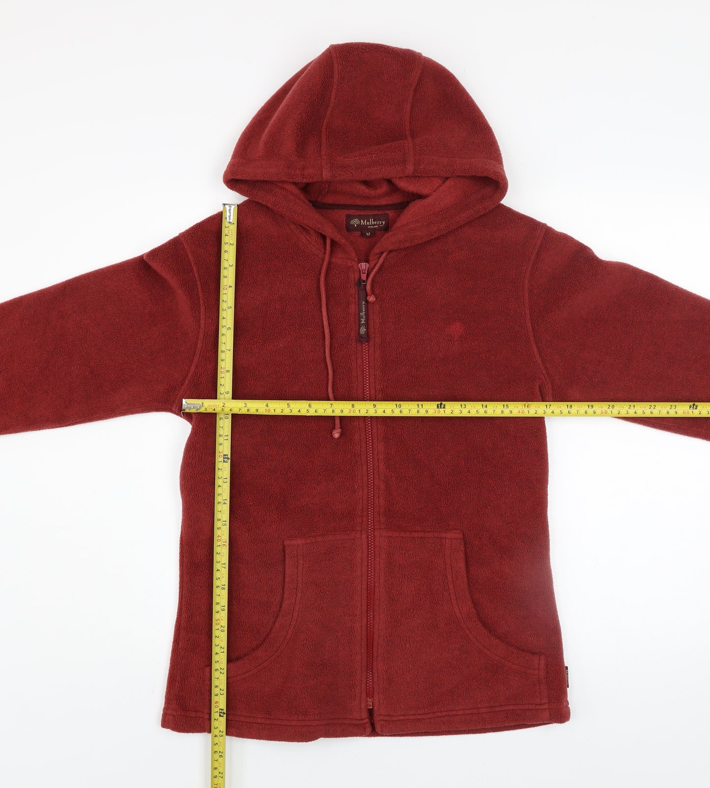 Mulberry Men's Red Wool Hooded Zip Jacket Size M