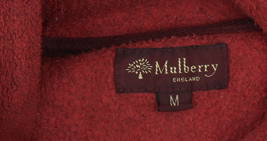 Mulberry Men's Red Wool Hooded Zip Jacket Size M