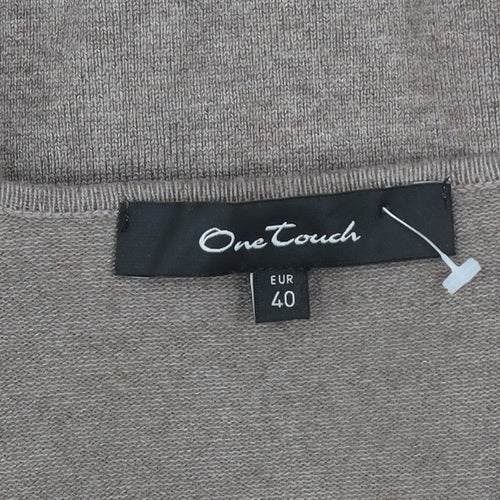 One Touch Women Beige V-Neck Long Sleeve Knit Jumper Size 12