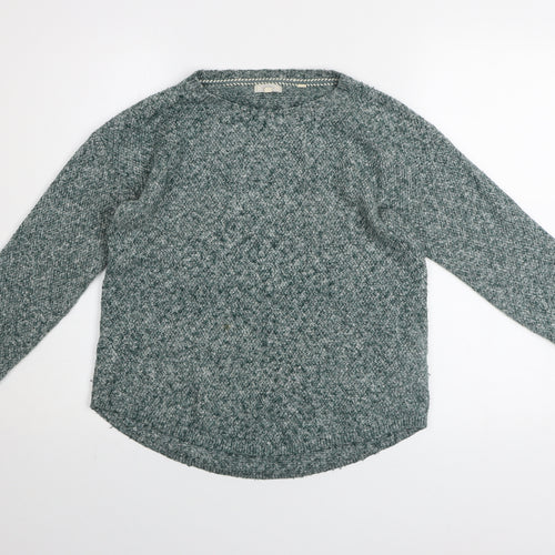 Fat Face Womens Green Cotton Blend Crew Neck Jumper Size 10
