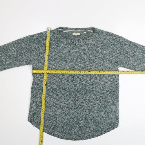 Fat Face Womens Green Cotton Blend Crew Neck Jumper Size 10