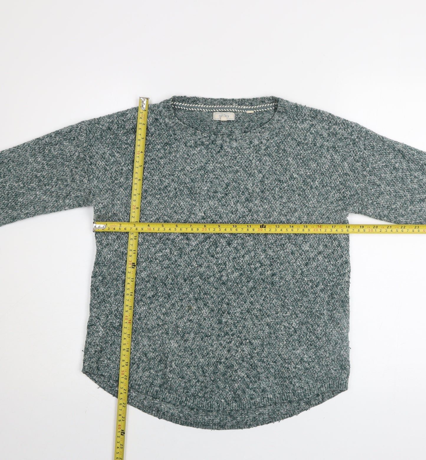 Fat Face Womens Green Cotton Blend Crew Neck Jumper Size 10