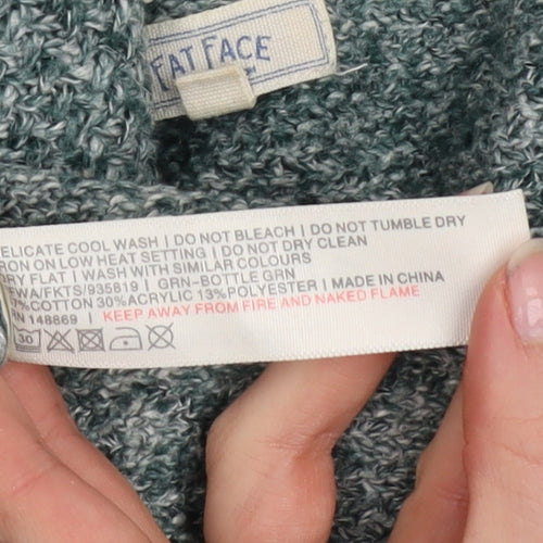 Fat Face Womens Green Cotton Blend Crew Neck Jumper Size 10