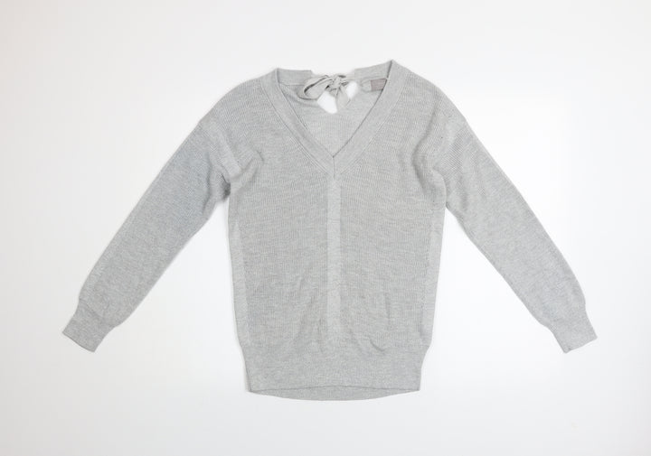 Next Women’s Grey V-Neck Bow Back Knit Jumper Size 12