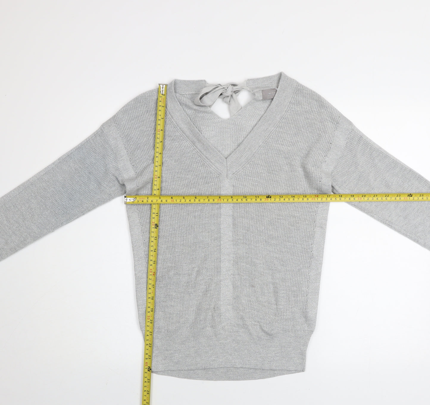 Next Women’s Grey V-Neck Bow Back Knit Jumper Size 12