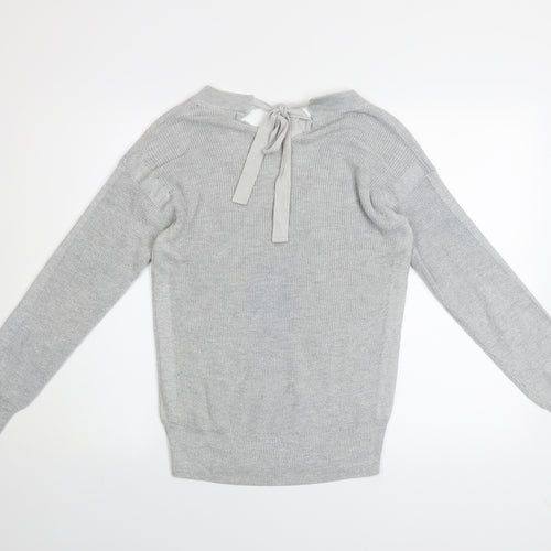 Next Women’s Grey V-Neck Bow Back Knit Jumper Size 12