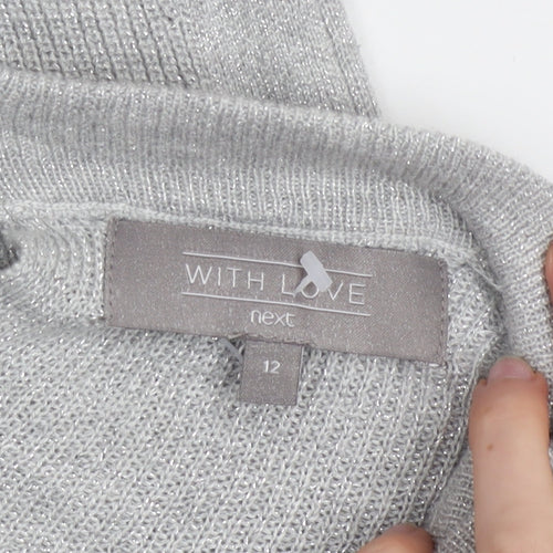 Next Women’s Grey V-Neck Bow Back Knit Jumper Size 12