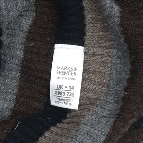 Marks and Spencer Women’s Brown Striped Ruffle Cardigan UK 14