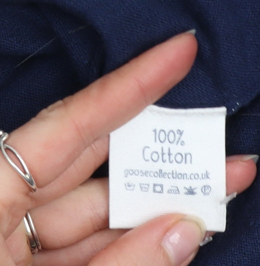 Goose Collection Women Blue Striped Cotton Pullover Jumper Size M