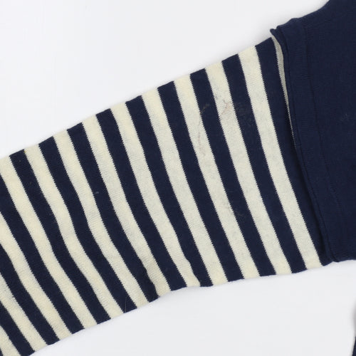 Goose Collection Women Blue Striped Cotton Pullover Jumper Size M