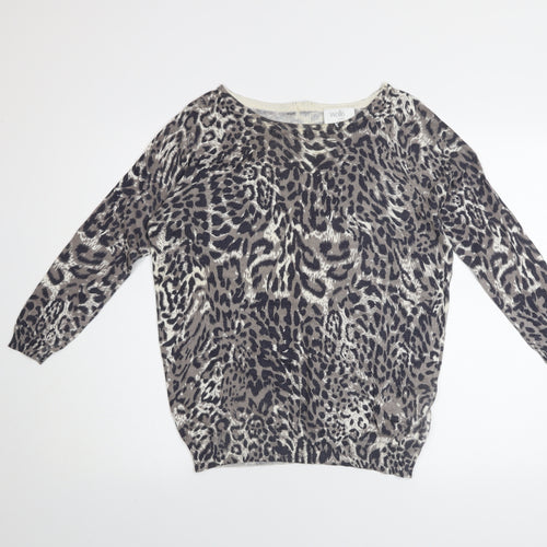 Wallis Women’s Grey Animal Print Petite Jumper Size S