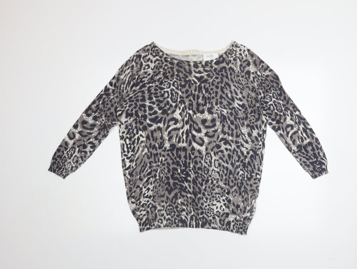 Wallis Women’s Grey Animal Print Petite Jumper Size S