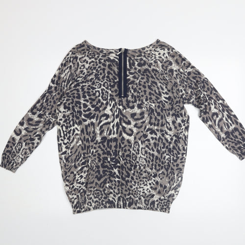 Wallis Women’s Grey Animal Print Petite Jumper Size S