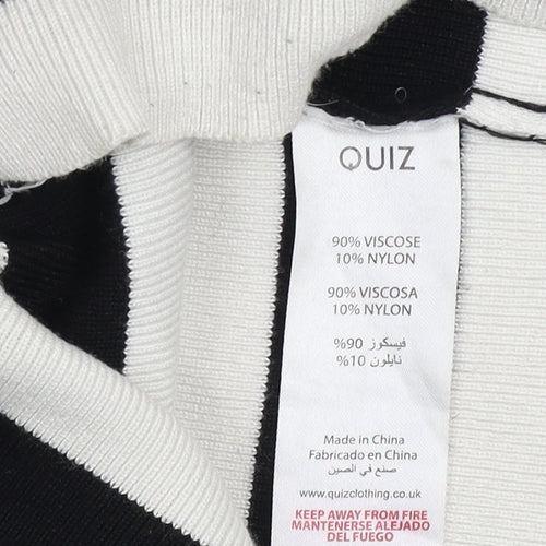 Quiz Women’s Black & White Striped V-Neck Dolman Sleeve Pullover Jumper Size S